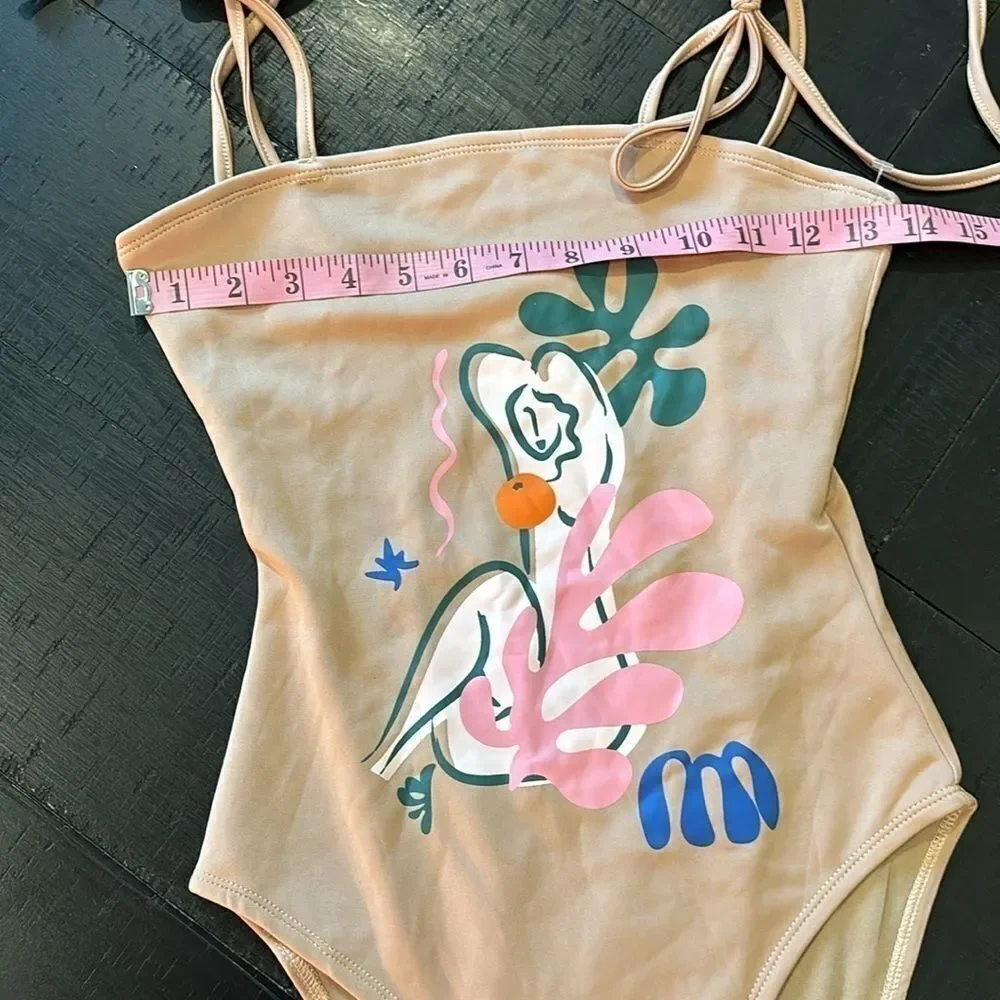 NWT Pomelo Rare Woman Graphic Beach Theme One Piece Swimsuit XS​​​​​​​​​​​​